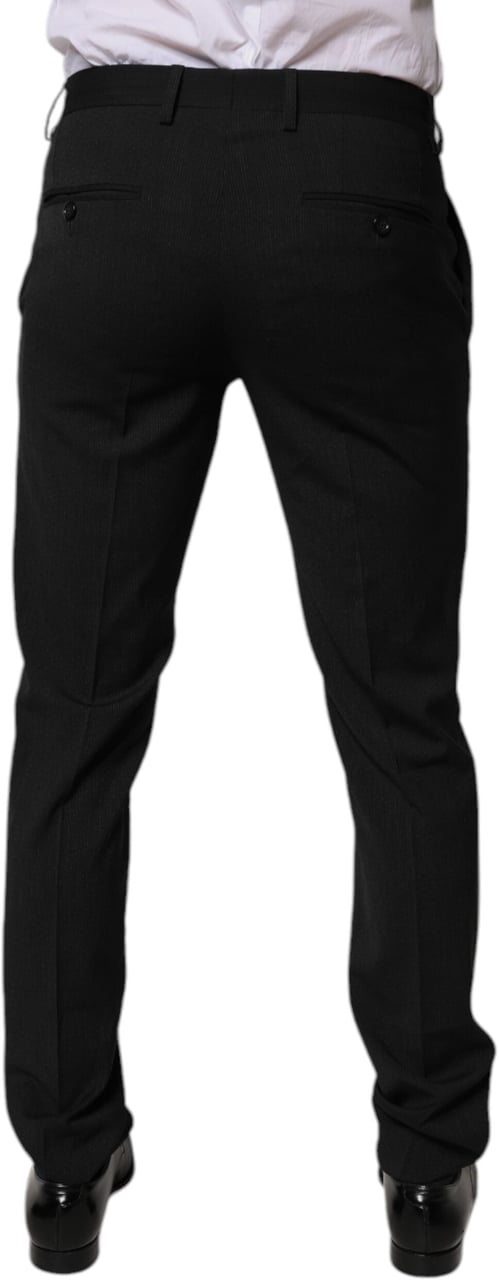 Dolce & Gabbana Black Polyester Tapered Formal Men Dress Pants Zwart