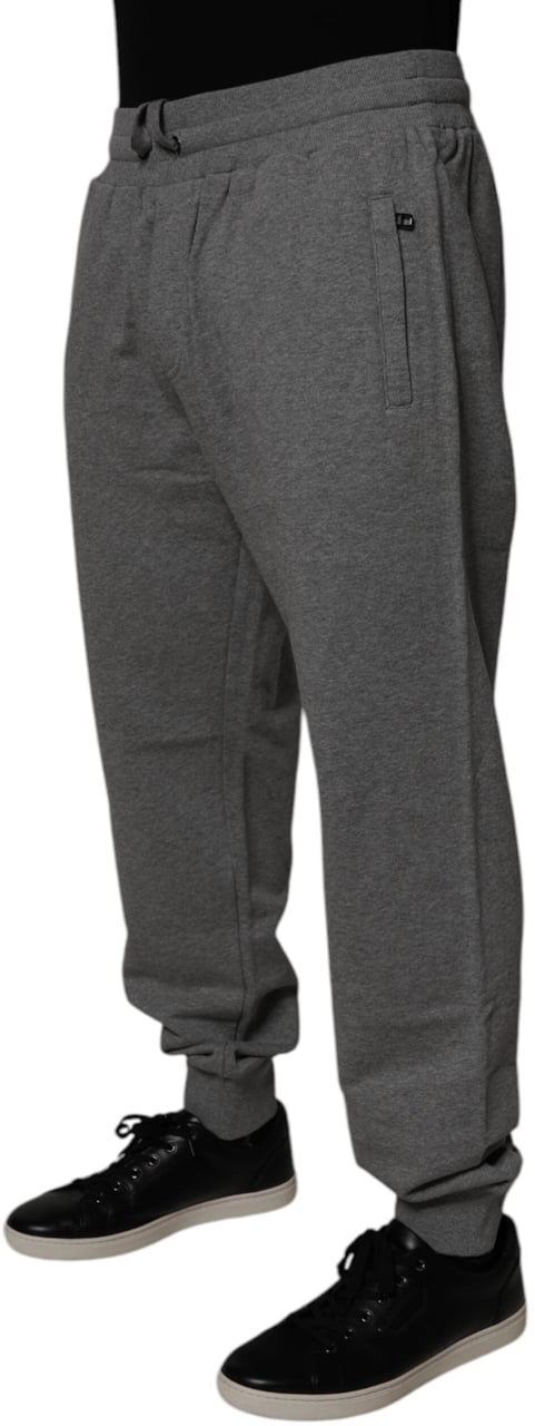 Dolce & Gabbana Gray Logo Cotton Jogger Men Sweatpants Pants Grijs