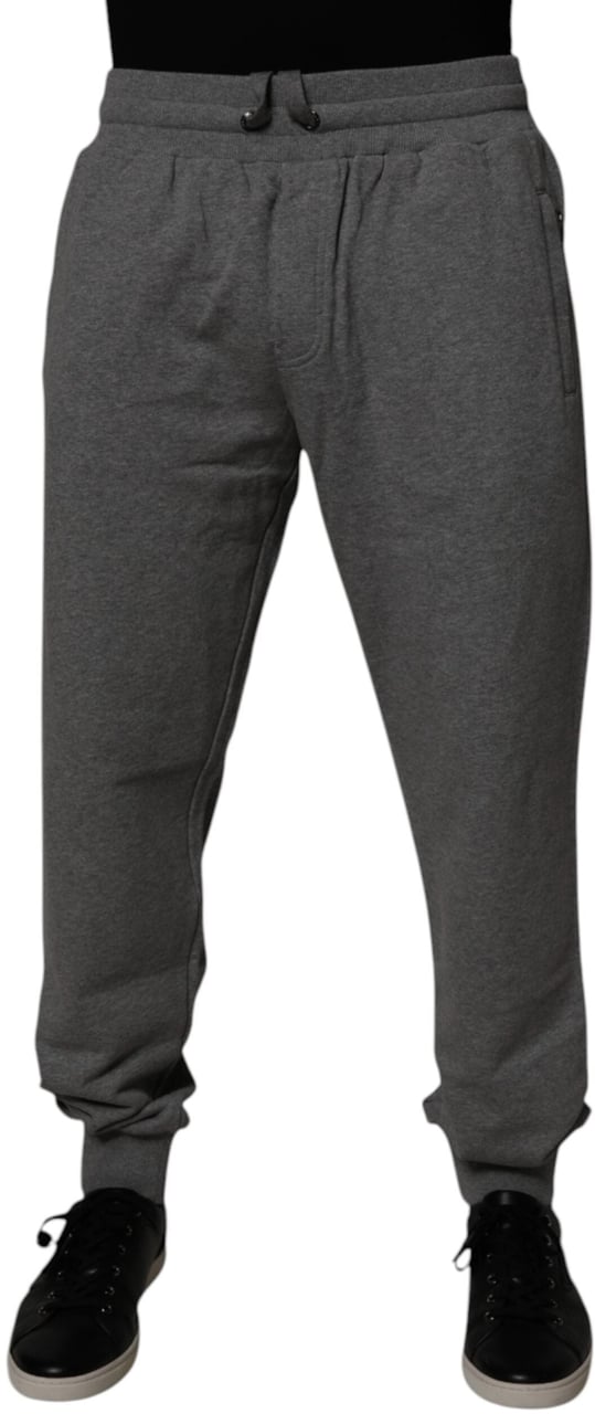 Dolce & Gabbana Gray Logo Cotton Jogger Men Sweatpants Pants Grijs