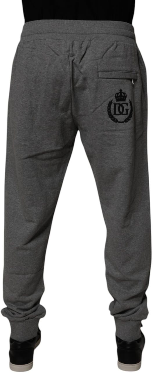 Dolce & Gabbana Gray Logo Cotton Jogger Men Sweatpants Pants Grijs