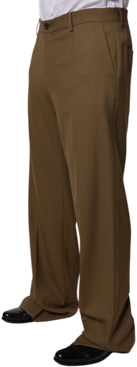 Dolce & Gabbana Brown Wool Straight Formal Dress Pants Bruin