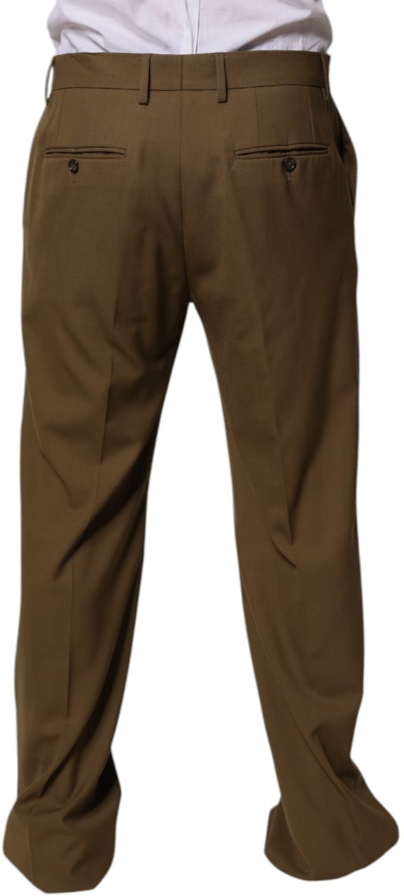 Dolce & Gabbana Brown Wool Straight Formal Dress Pants Bruin