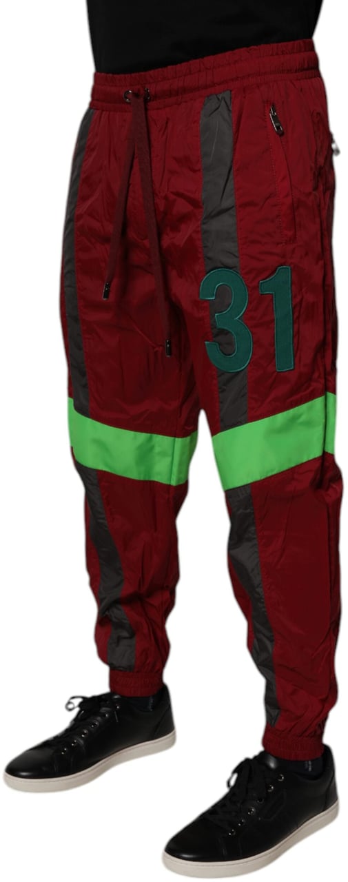 Dolce & Gabbana Maroon Nylon Men Jogger Sweatpants Pants Maroon