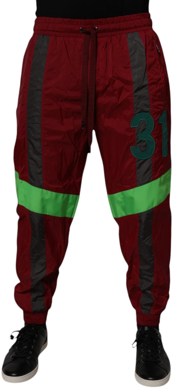 Dolce & Gabbana Maroon Nylon Men Jogger Sweatpants Pants Maroon