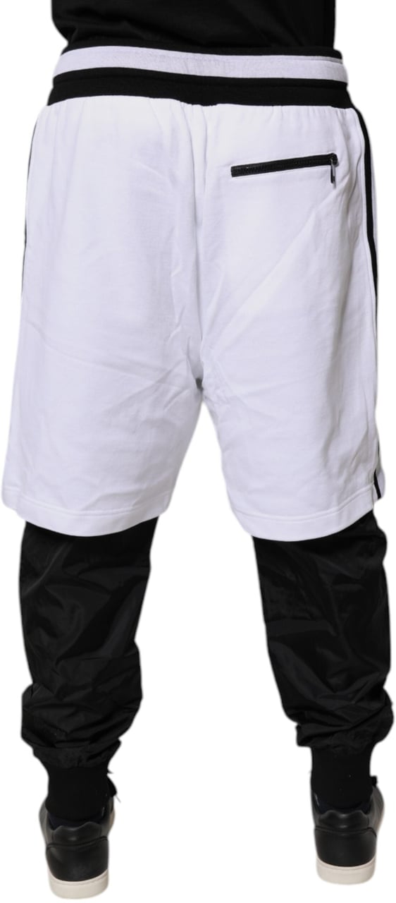 Dolce & Gabbana Black White Cotton Layered Sweatpants Pants Grijs