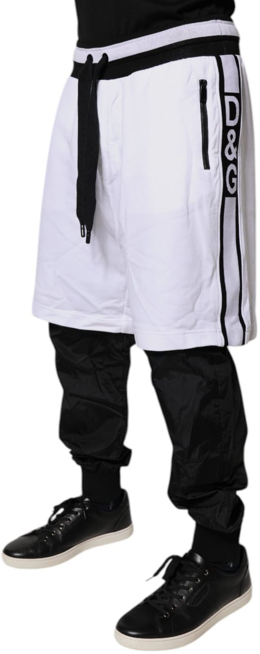 Dolce & Gabbana Black White Cotton Layered Sweatpants Pants Grijs
