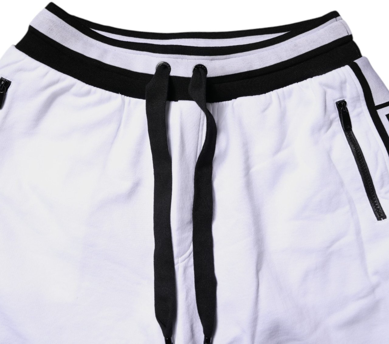 Dolce & Gabbana Black White Cotton Layered Sweatpants Pants Grijs