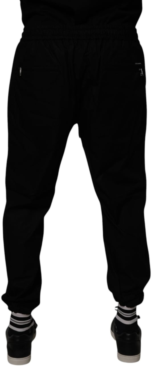 Dolce & Gabbana Black Cotton Men Jogger Sweatpants Pants Zwart