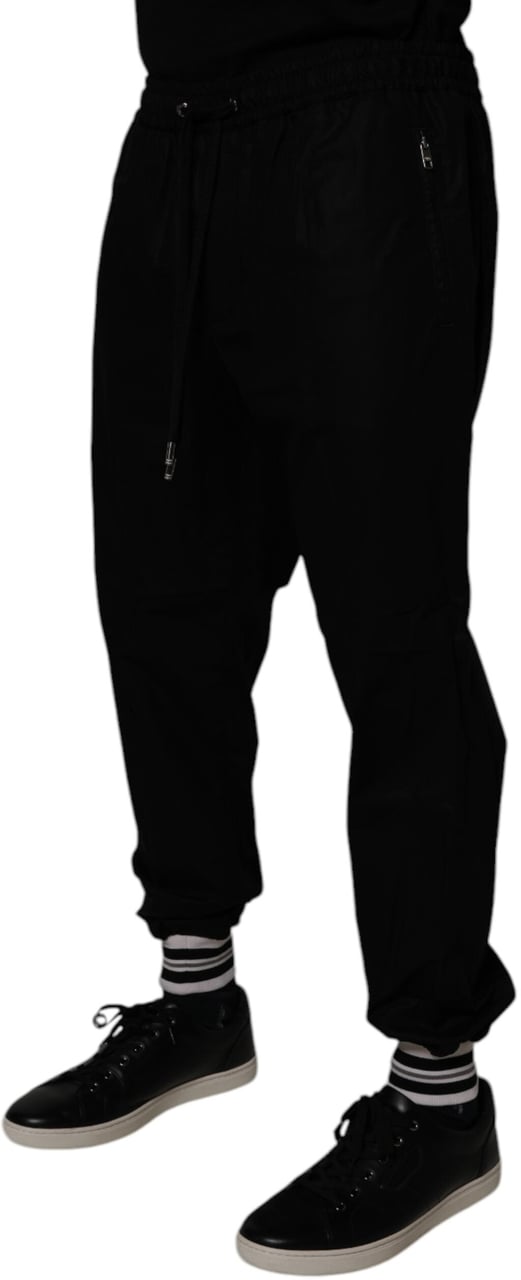Dolce & Gabbana Black Cotton Men Jogger Sweatpants Pants Zwart