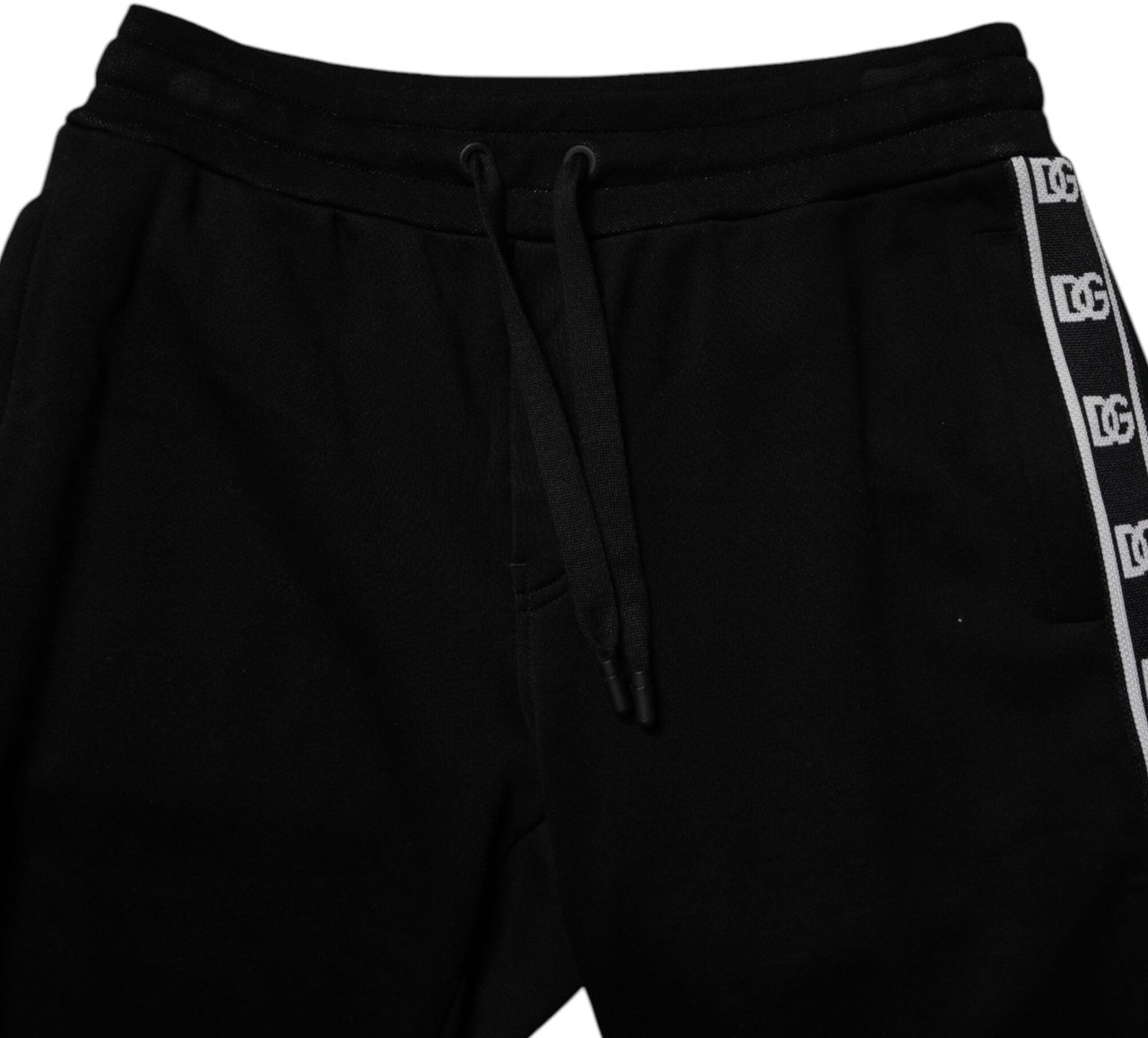 Dolce & Gabbana Black Cotton Blend Cropped Sweatpants Pants Zwart