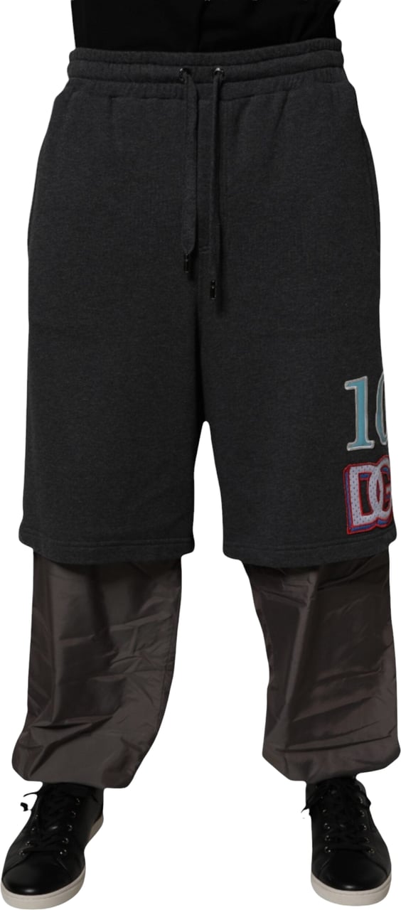 Dolce & Gabbana Dark Gray Cotton Layered Straight Sweatpants Pants Divers