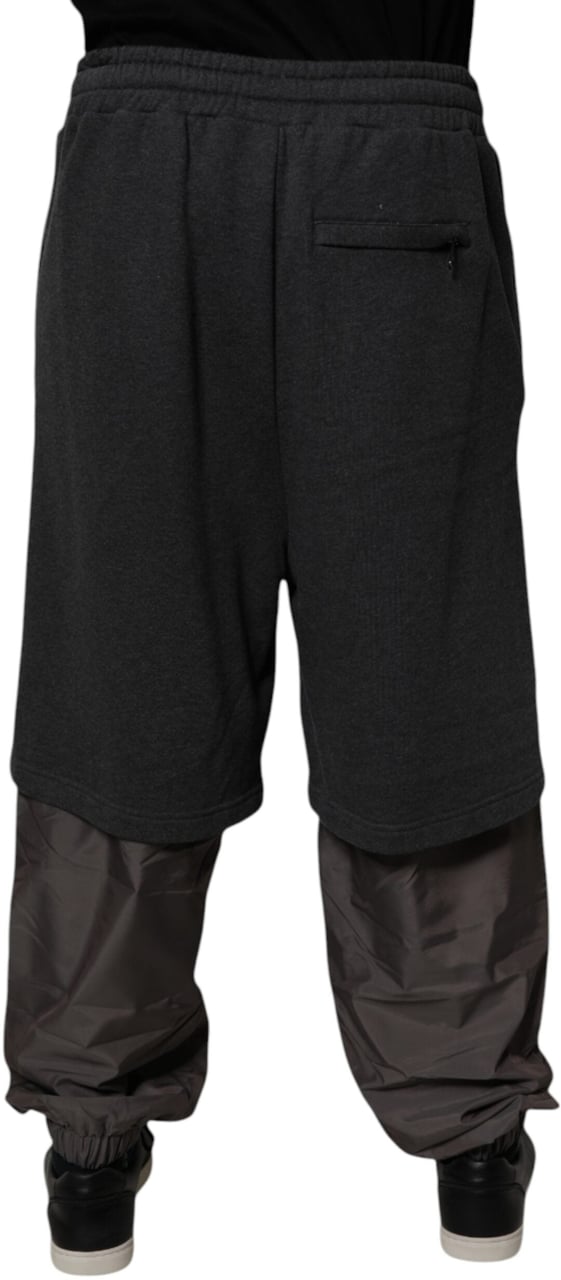 Dolce & Gabbana Dark Gray Cotton Layered Straight Sweatpants Pants Divers