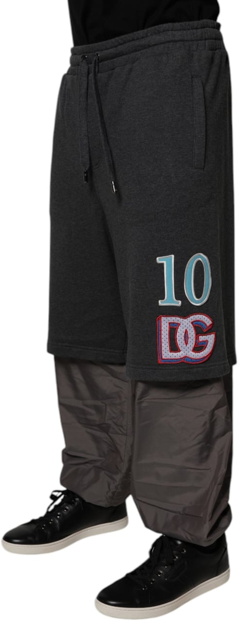 Dolce & Gabbana Dark Gray Cotton Layered Straight Sweatpants Pants Divers