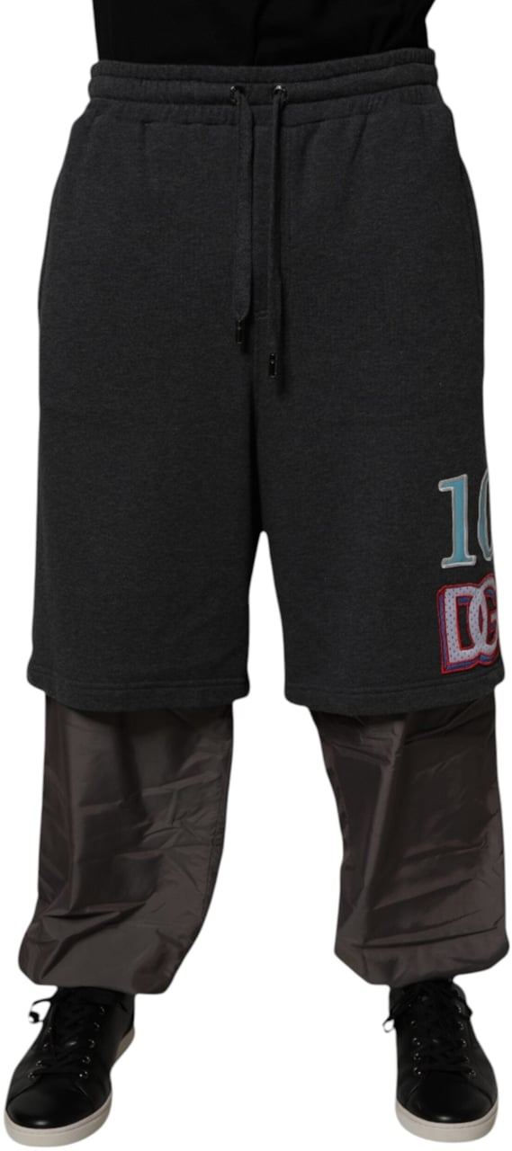 Dolce & Gabbana Dark Gray Cotton Layered Straight Sweatpants Pants Divers