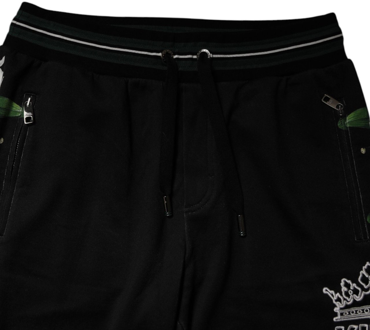 Dolce & Gabbana Black Floral King Men Jogger Sweatpants Pants Zwart