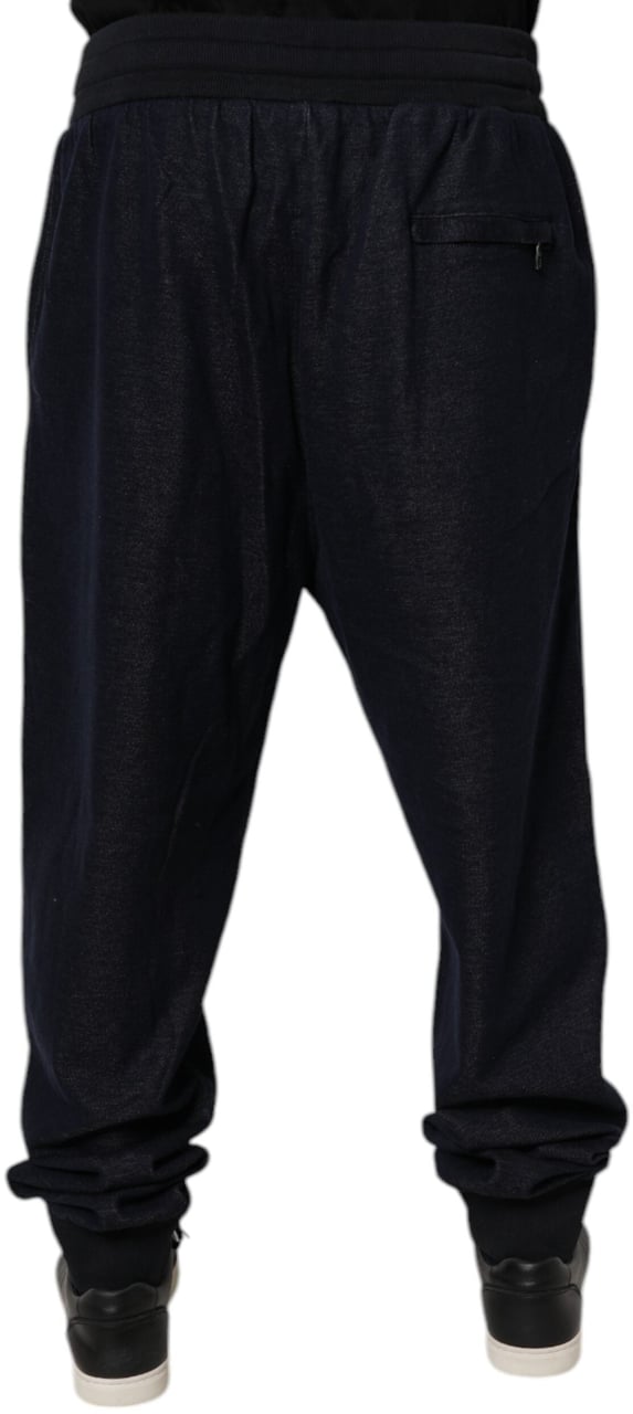 Dolce & Gabbana Black Jacquard Cotton Jogger Sweatpants Pants Zwart