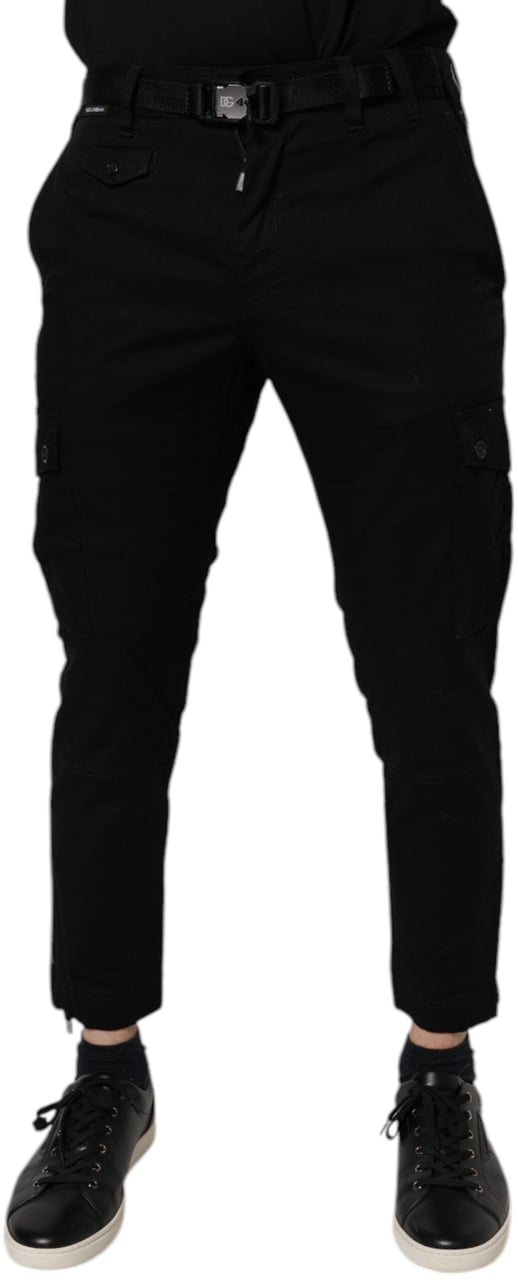 Dolce & Gabbana Black Cotton Stretch Skinny Cargo Denim Jeans Zwart