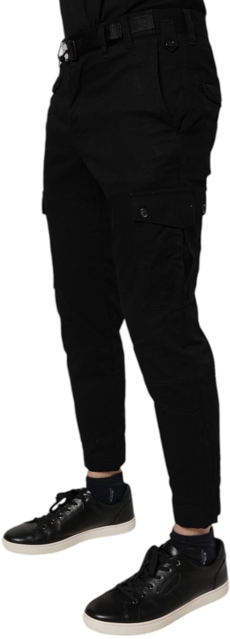 Dolce & Gabbana Black Cotton Stretch Skinny Cargo Denim Jeans Zwart