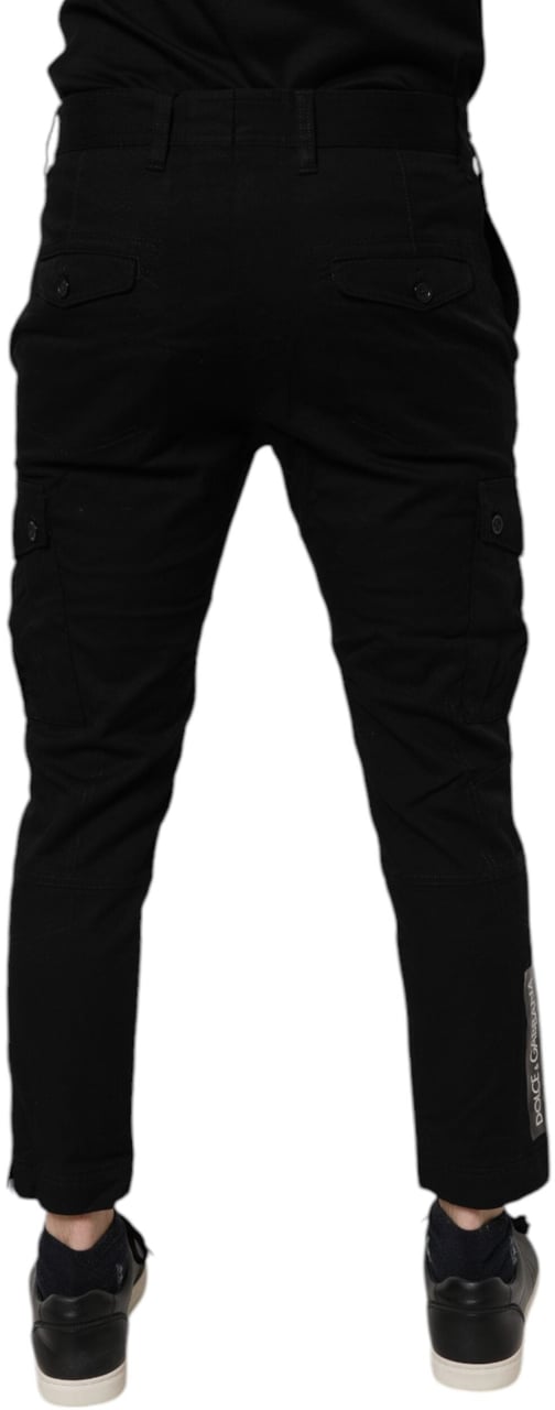 Dolce & Gabbana Black Cotton Stretch Skinny Cargo Denim Jeans Zwart