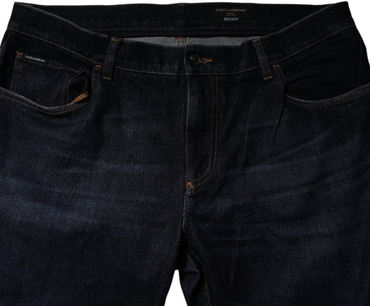 Dolce & Gabbana Dark Blue Cotton Stretch Skinny Denim Jeans Blauw