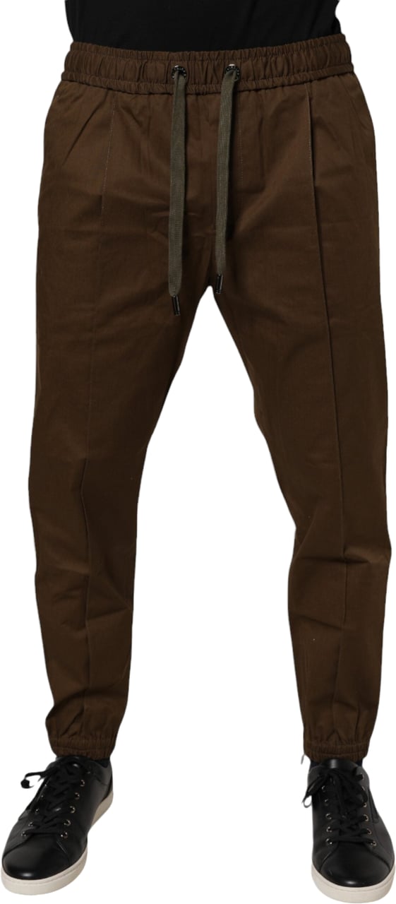Dolce & Gabbana Brown Cotton Stretch Jogger Sweatpants Pants Bruin