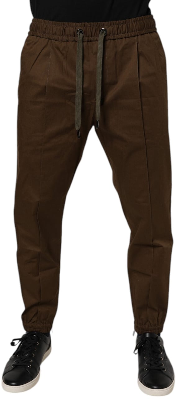 Dolce & Gabbana Brown Cotton Stretch Jogger Sweatpants Pants Bruin
