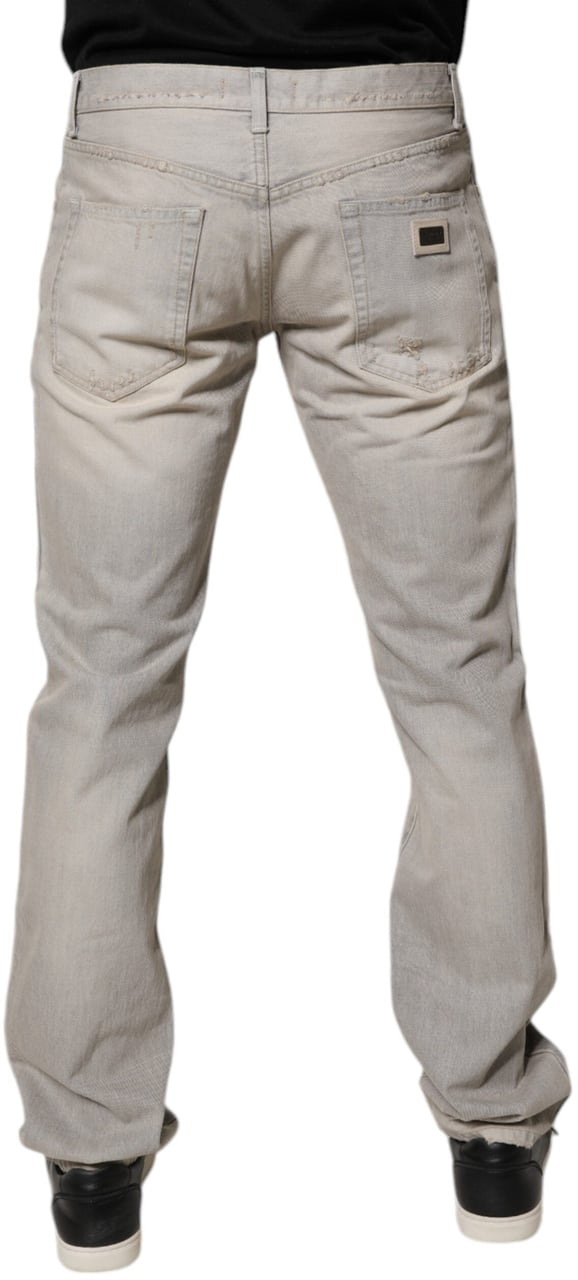 Dolce & Gabbana Light Gray Cotton Skinny Denim Jeans Grijs