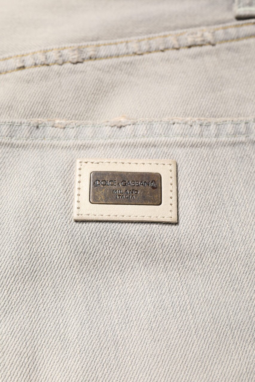 Dolce & Gabbana Light Gray Cotton Skinny Denim Jeans Grijs