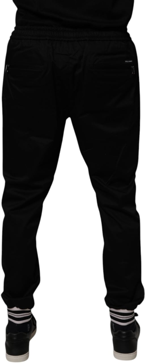 Dolce & Gabbana Black Cotton Stretch Jogger Sweatpants Pants Zwart