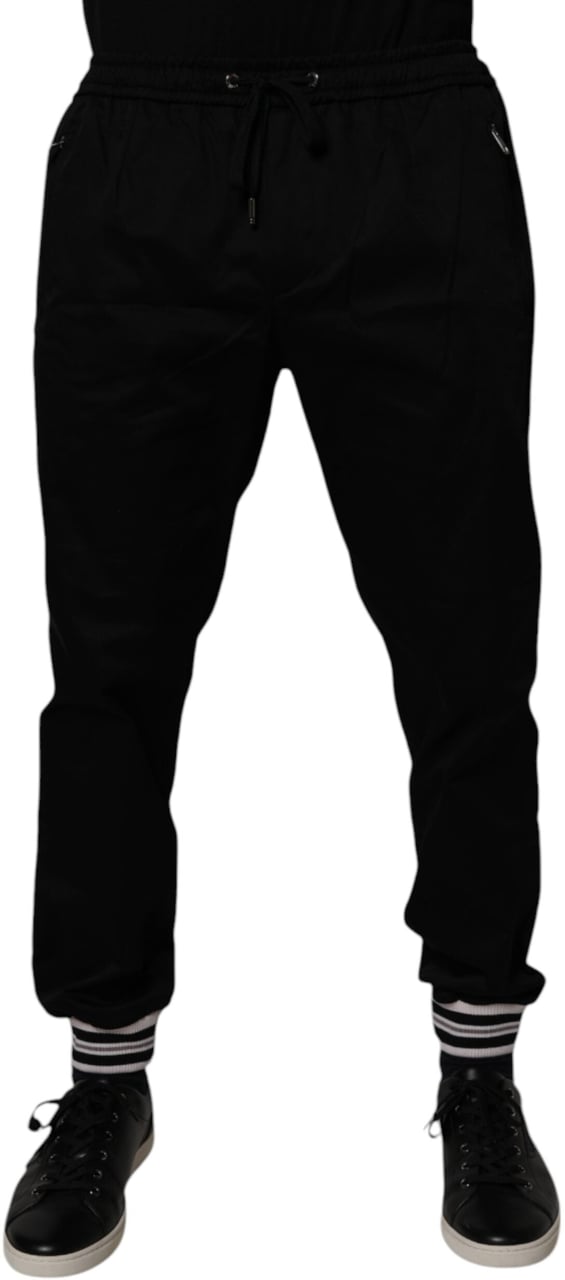 Dolce & Gabbana Black Cotton Stretch Jogger Sweatpants Pants Zwart
