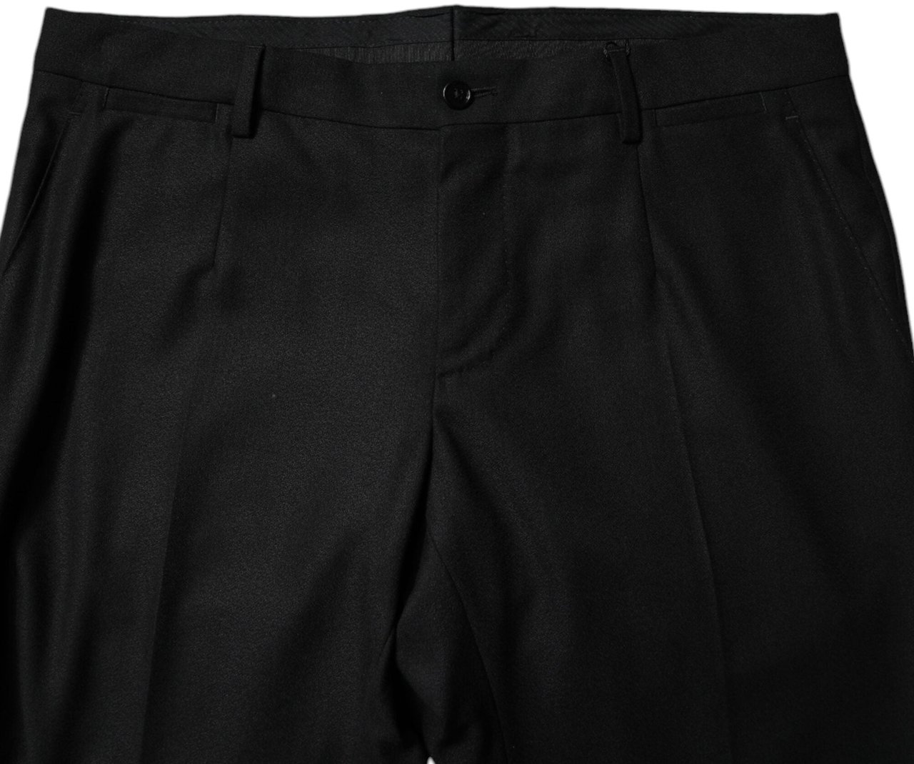 Dolce & Gabbana Black Virgin Wool MenSkinny Dress Formal Pants Zwart