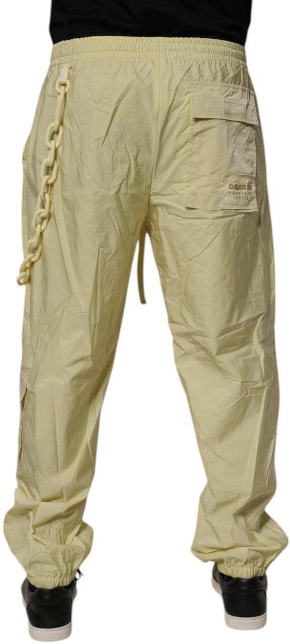 Dolce & Gabbana Yellow Nylon Cargo Chain Men Jogger Pants Goud