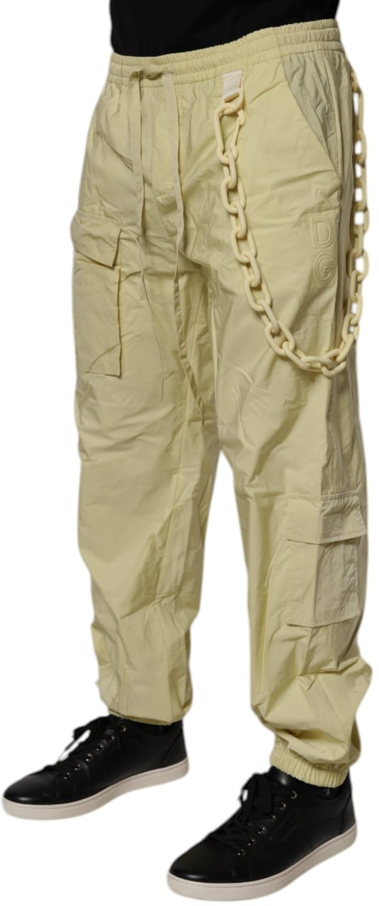 Dolce & Gabbana Yellow Nylon Cargo Chain Men Jogger Pants Goud