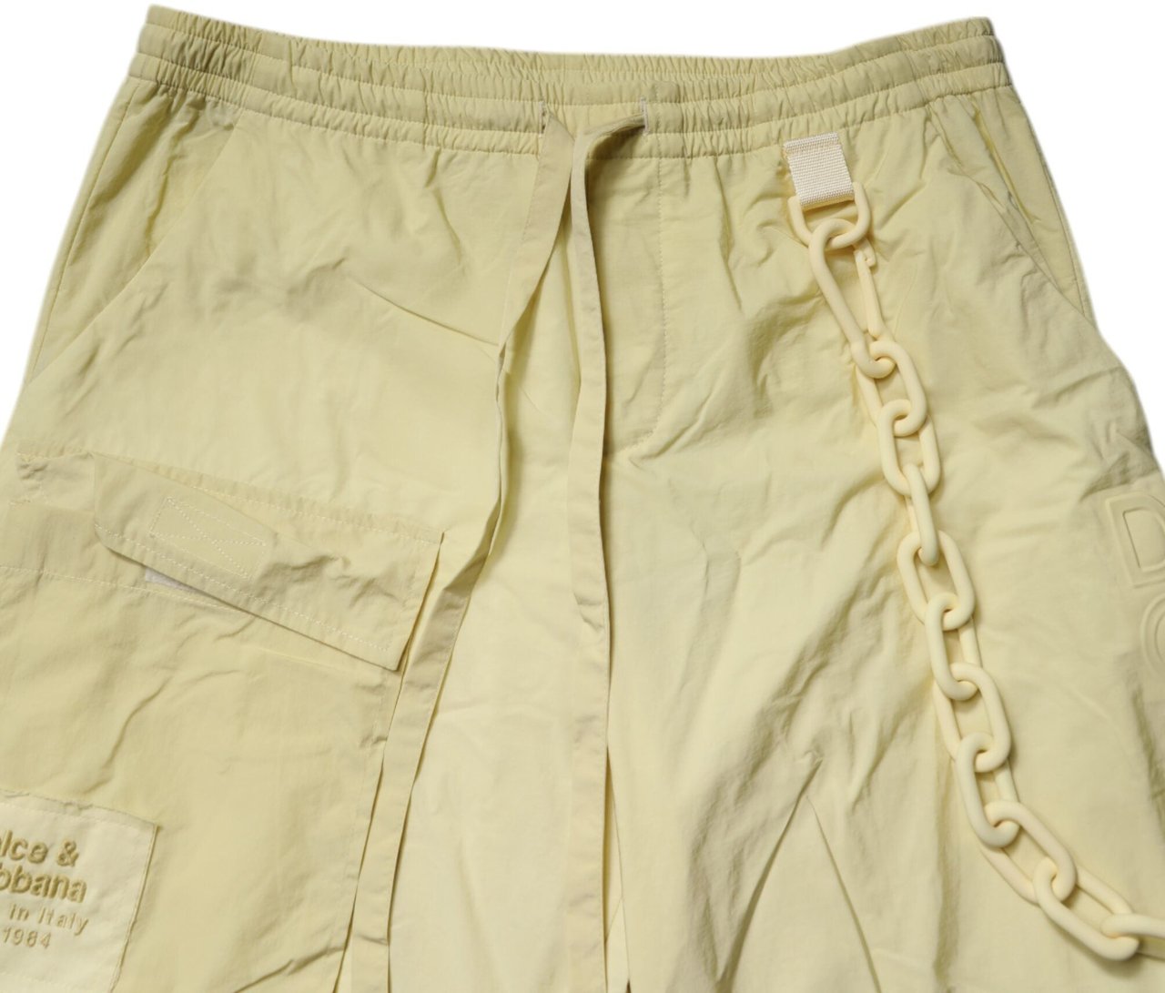 Dolce & Gabbana Yellow Nylon Cargo Chain Men Jogger Pants Goud