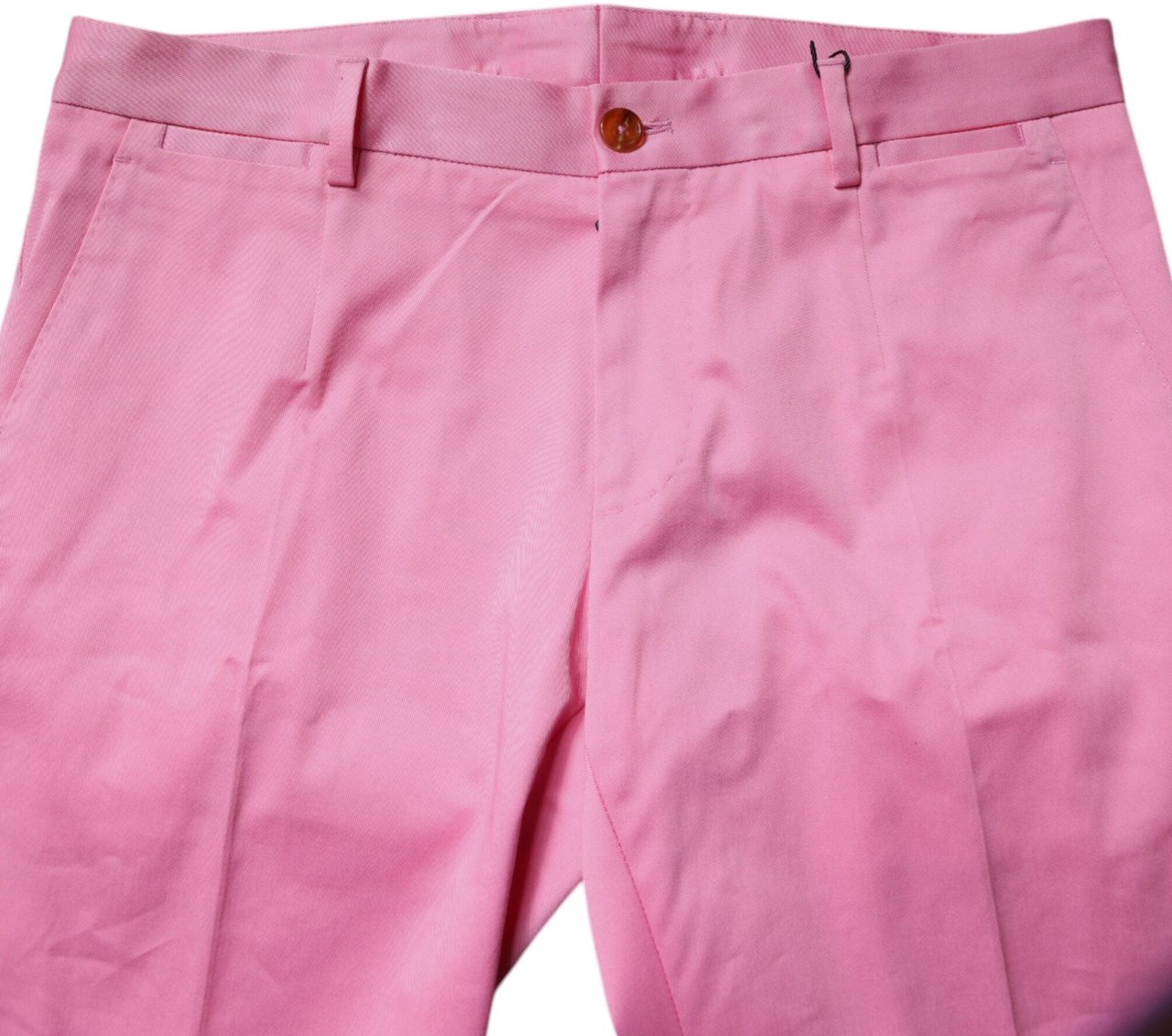 Dolce & Gabbana Pink Cotton Slim Fit Men Dress Formal Pants Roze
