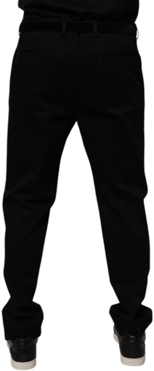 Dolce & Gabbana Black Cotton Men Skinny Dress Formal Pants Zwart