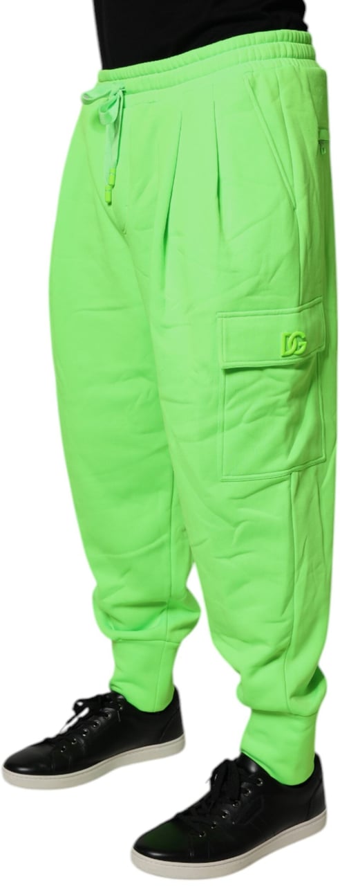 Dolce & Gabbana Neon Green Cargo Jogger Men Sweatpants Pants Lichtgrijs
