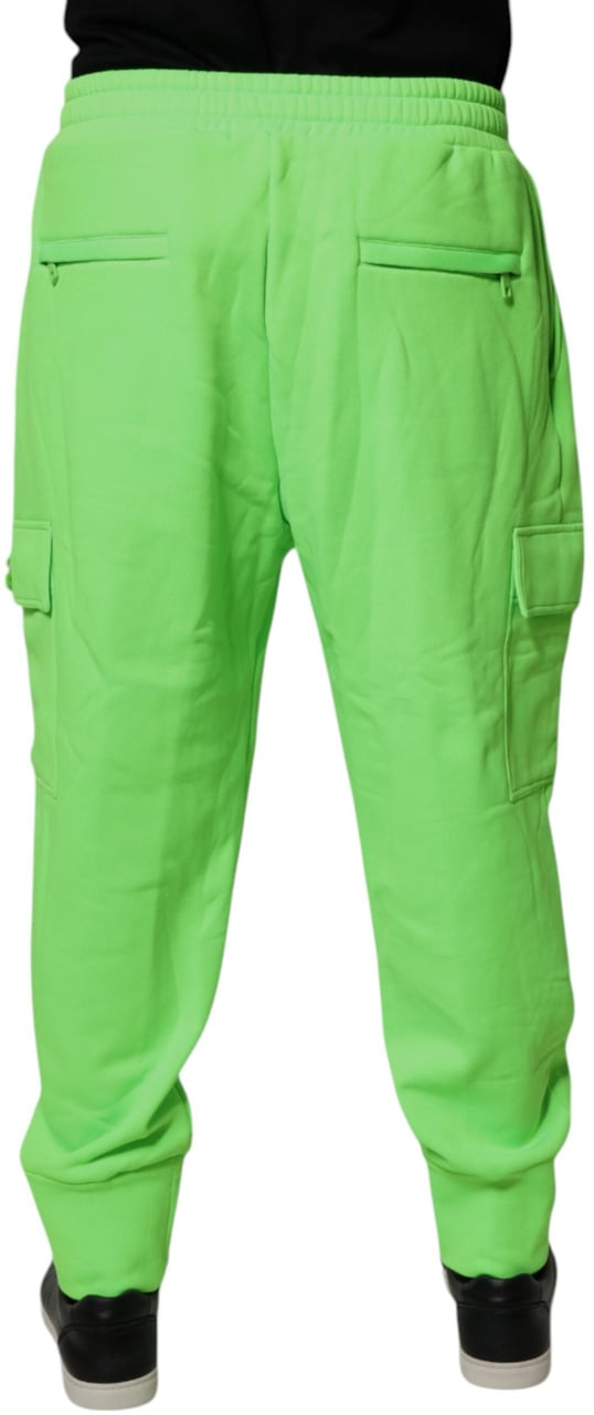 Dolce & Gabbana Neon Green Cargo Jogger Men Sweatpants Pants Lichtgrijs