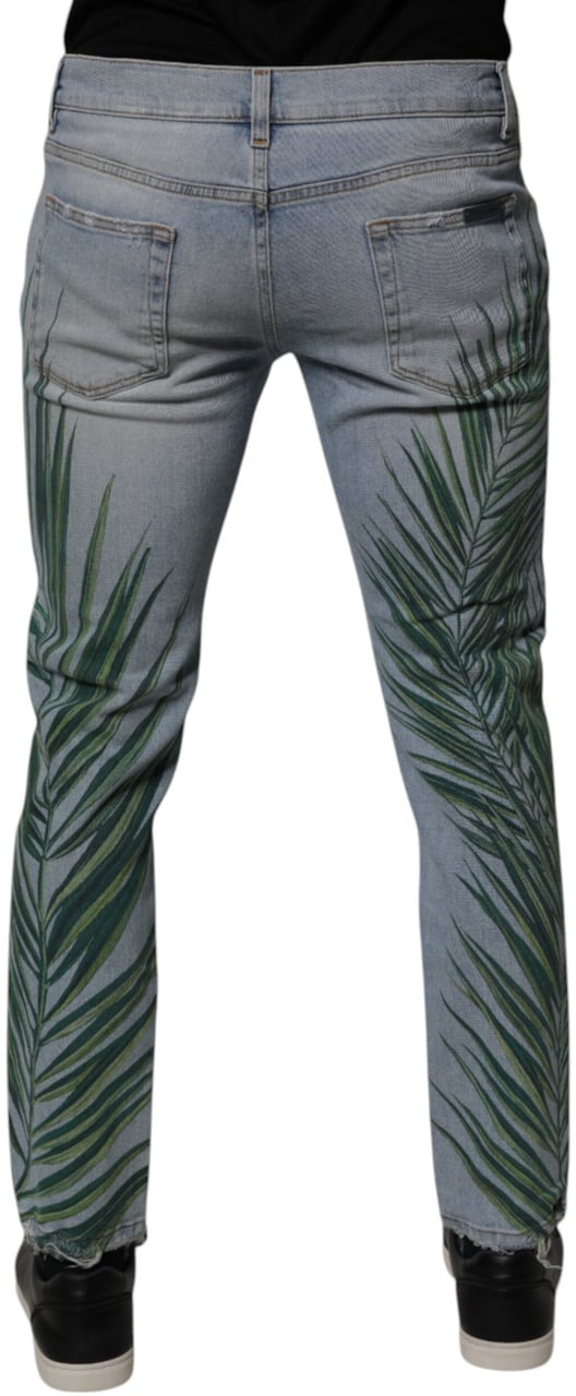 Dolce & Gabbana Light Blue Leaf Cotton Classic Men Denim Jeans Bruin