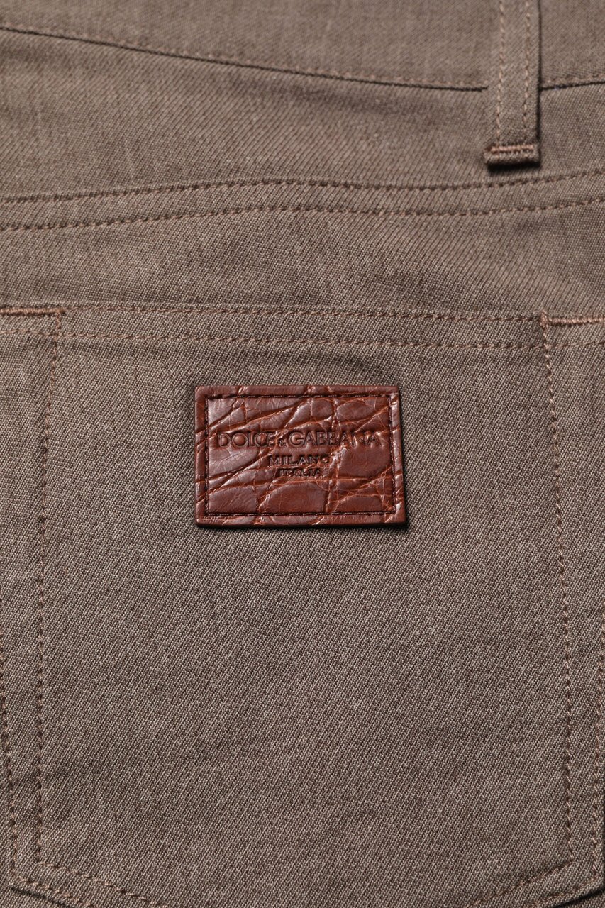 Dolce & Gabbana Brown Cotton Stretch Chino Pants Blauw