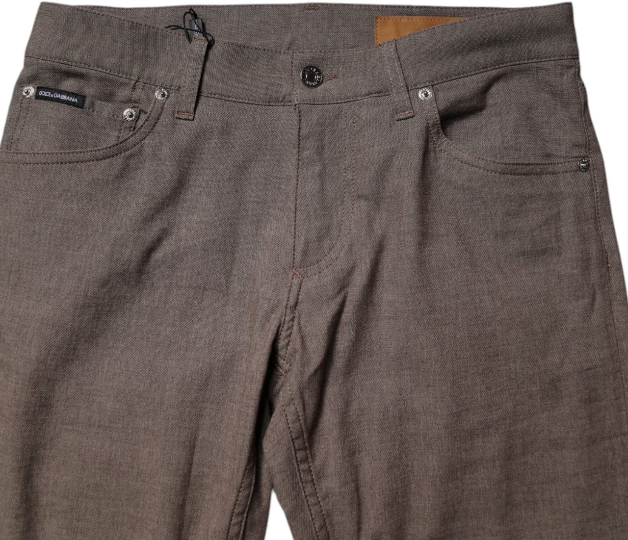 Dolce & Gabbana Brown Cotton Stretch Chino Pants Blauw