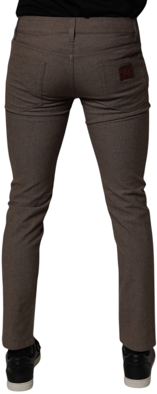 Dolce & Gabbana Brown Cotton Stretch Chino Pants Blauw