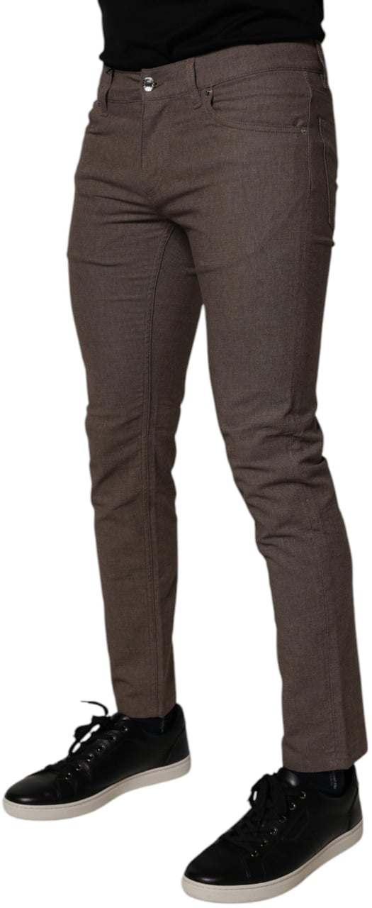 Dolce & Gabbana Brown Cotton Stretch Chino Pants Blauw