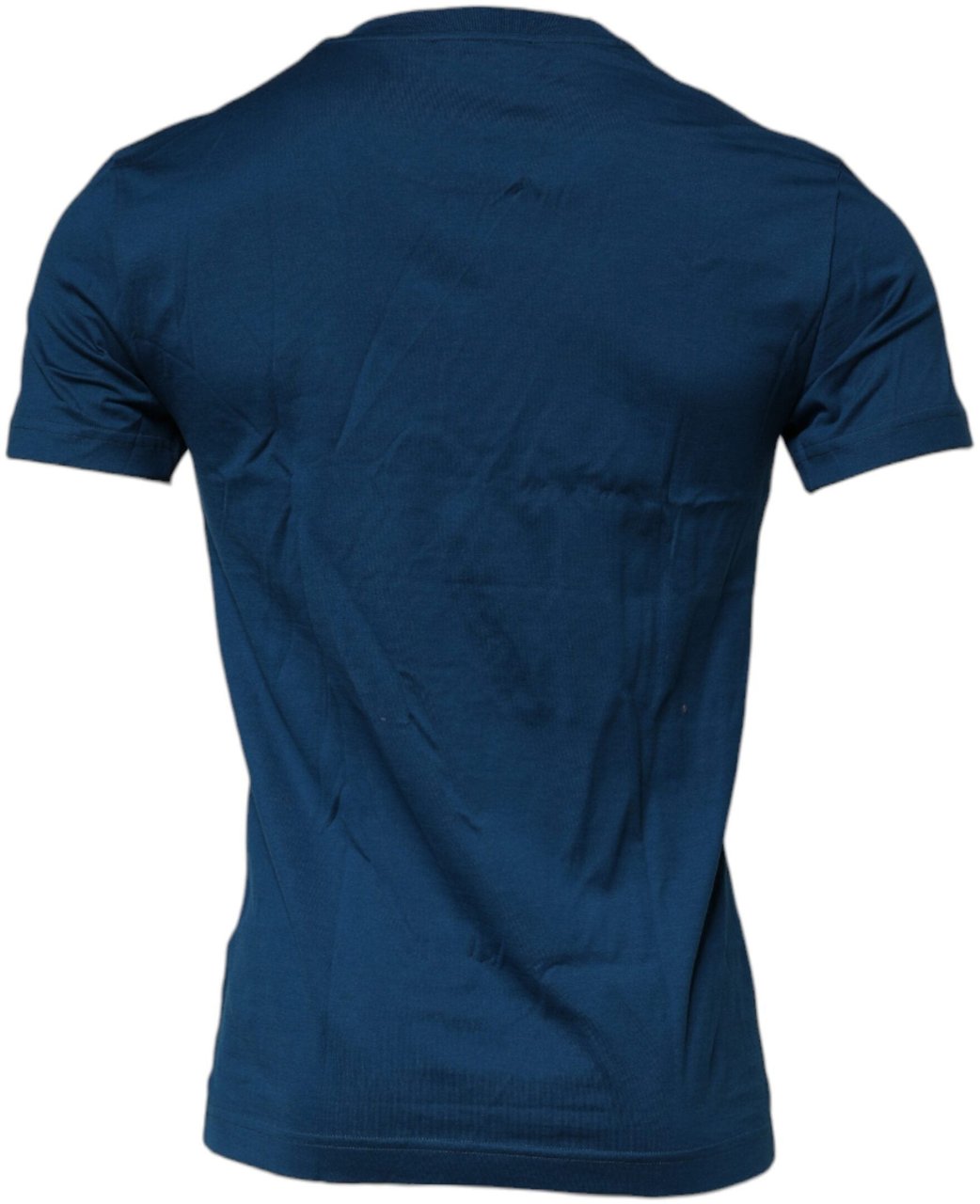 Dolce & Gabbana Blue Crown Bee Cotton Men Crew Neck T-shirt Blauw