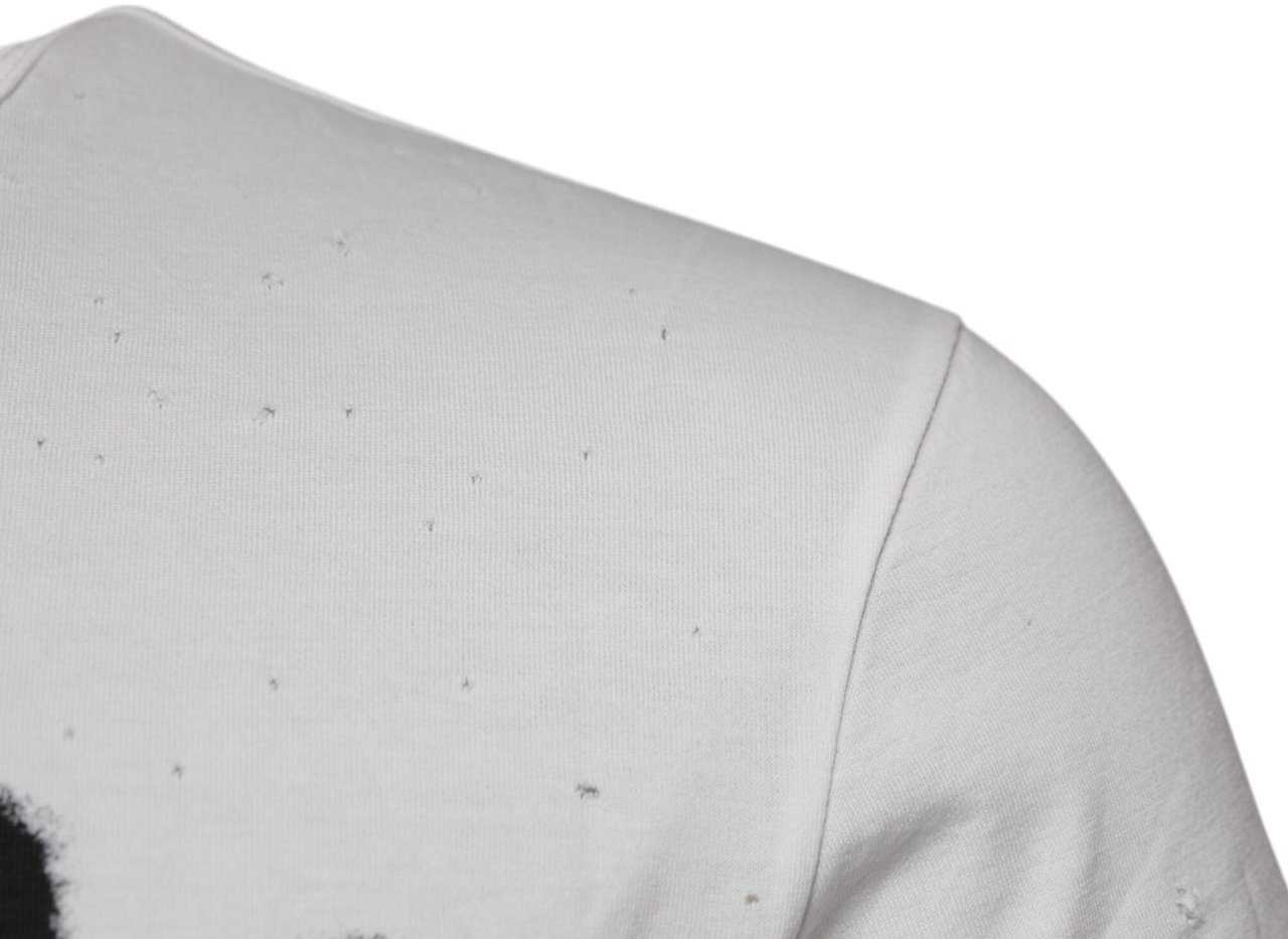 Dolce & Gabbana White Graphic Print Cotton Crew Neck T-shirt Wit