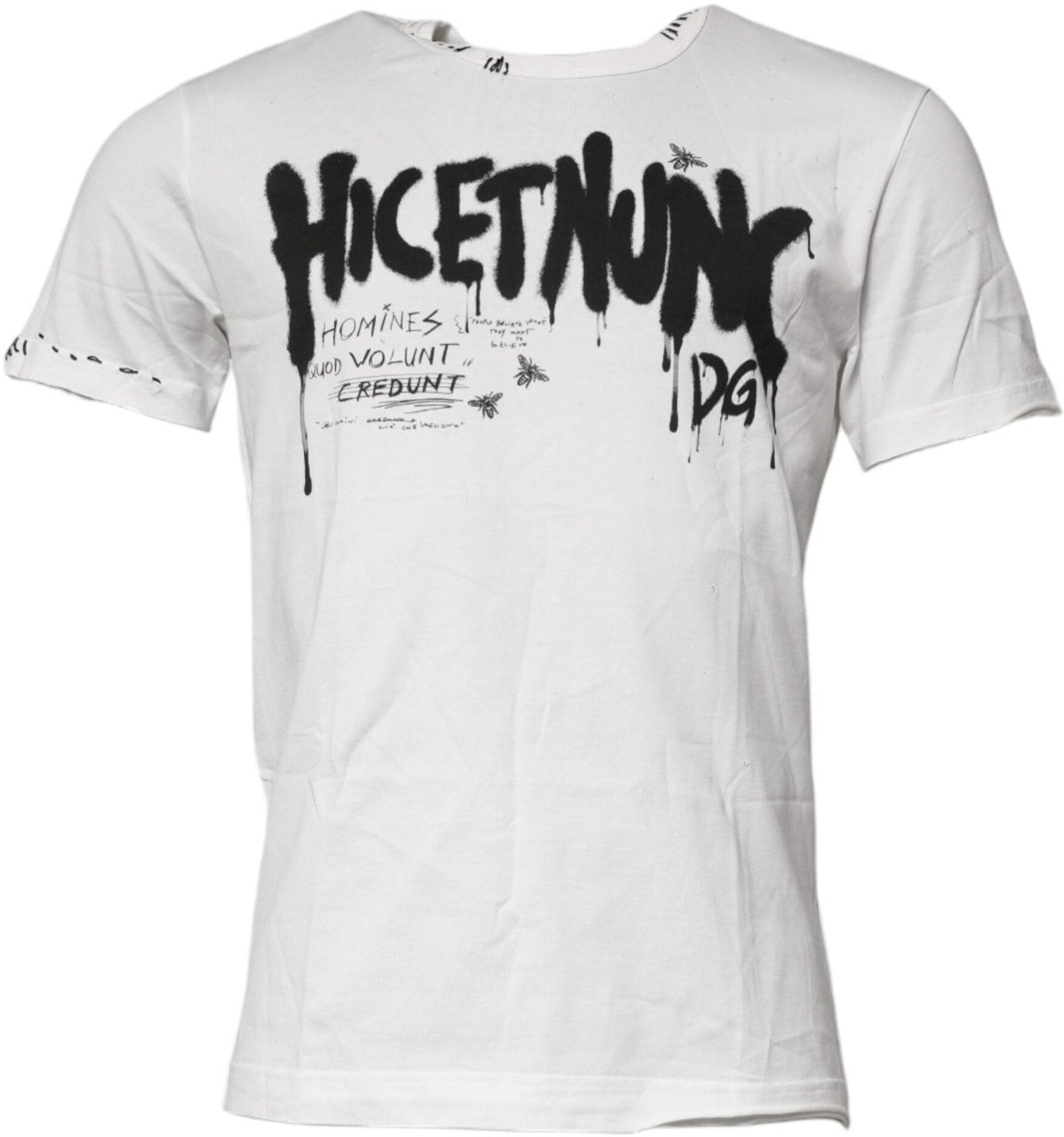 Dolce & Gabbana White Graphic Print Cotton Crew Neck T-shirt Wit