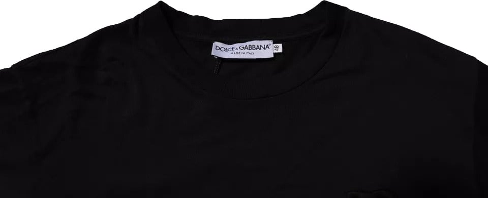 Dolce & Gabbana Black DG Logo Cotton Crew Neck T-shirt Zwart