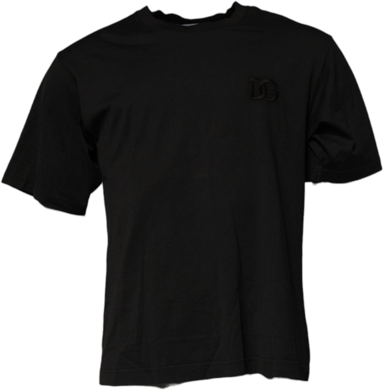 Dolce & Gabbana Black DG Logo Cotton Crew Neck T-shirt Zwart