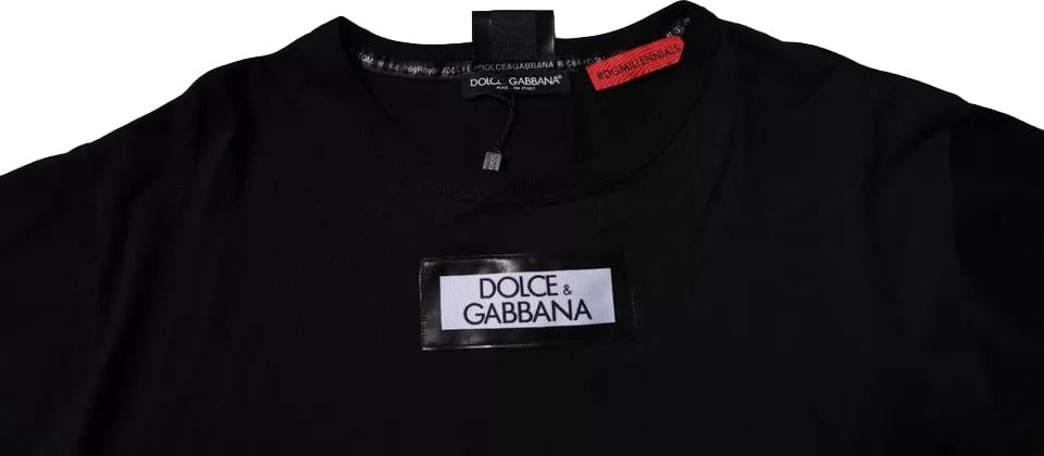 Dolce & Gabbana Black #DGMILLENNIALS Cotton Crew Neck T-shirt Zwart