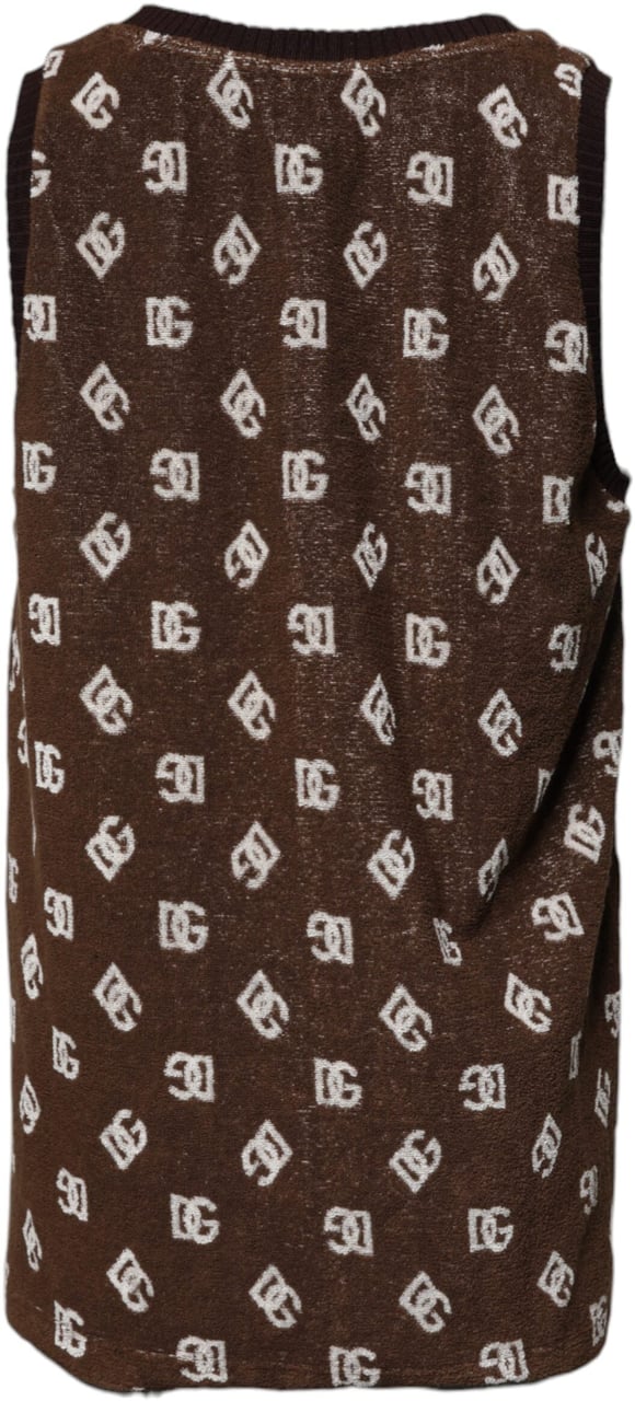 Dolce & Gabbana Brown Logo Monogram Cotton Crew Neck T-shirt Rood